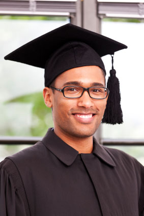 African american high school student with graduate certificate